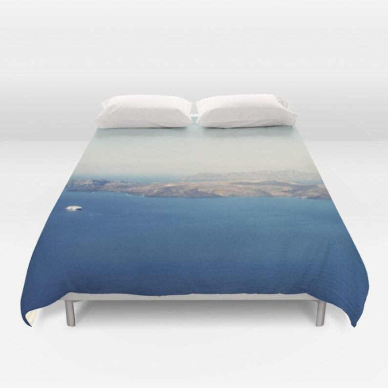 Greek Duvet Cover Santorini Caldera Home Decor Photo Image 0