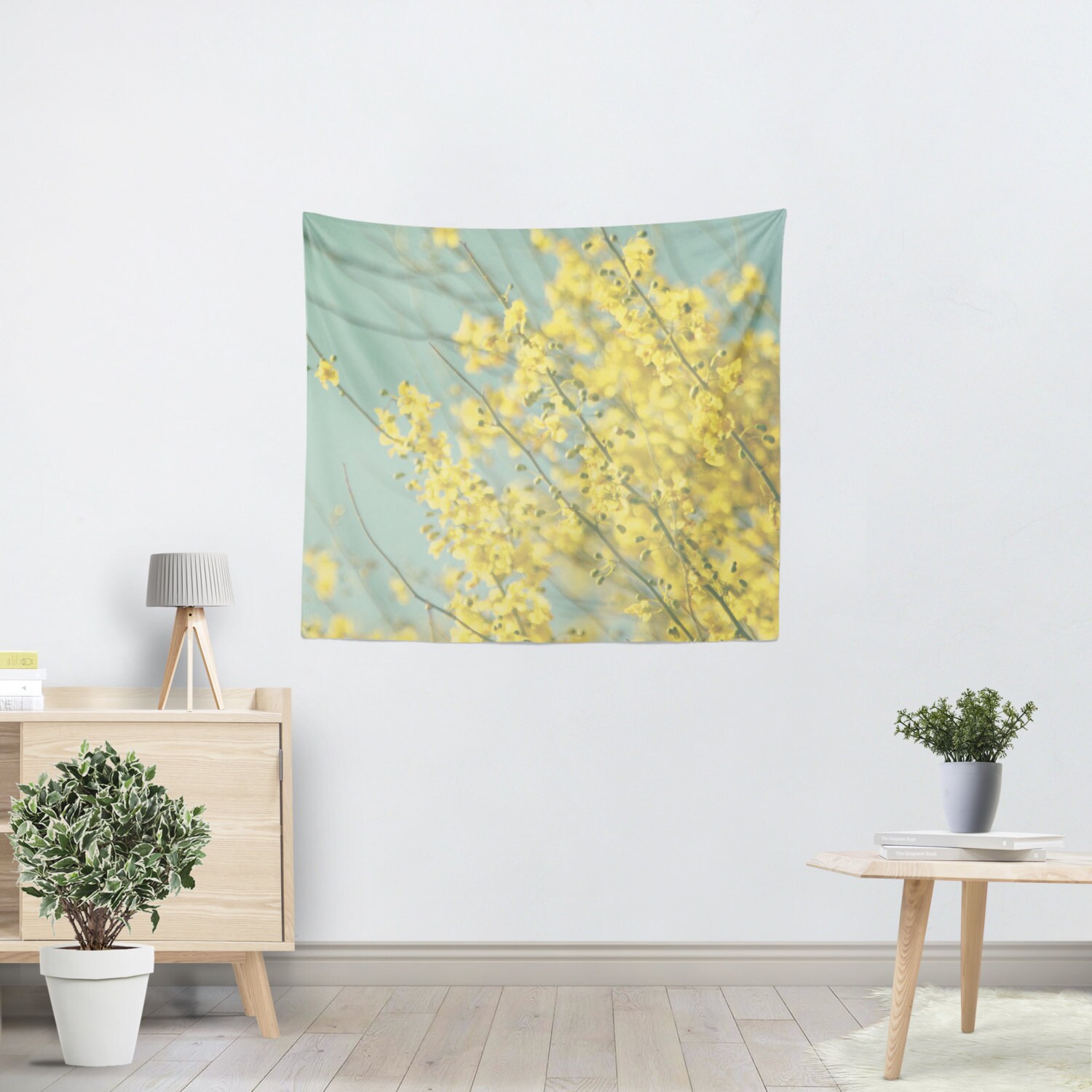 Wall Tapestry Yellow Blue Shabby Chic Home Decor Etsy