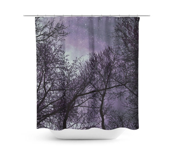 Shower Curtain Trees Photography Purple Black Decor Etsy