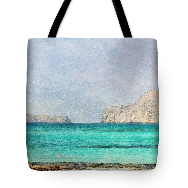 Art Tote Beach Bag At Sea 4 photography summer Fashion photo photograph Mediterranean texture ocean aqua sky blue beach nautical mountain