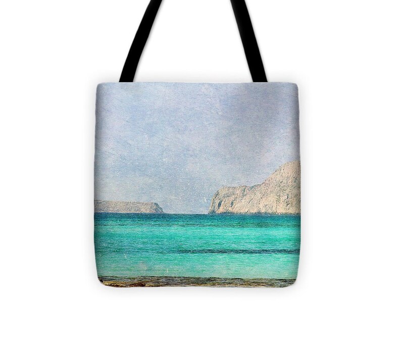 Art Tote Beach Bag At Sea 4 photography summer Fashion photo photograph Mediterranean texture ocean aqua sky blue beach nautical mountain