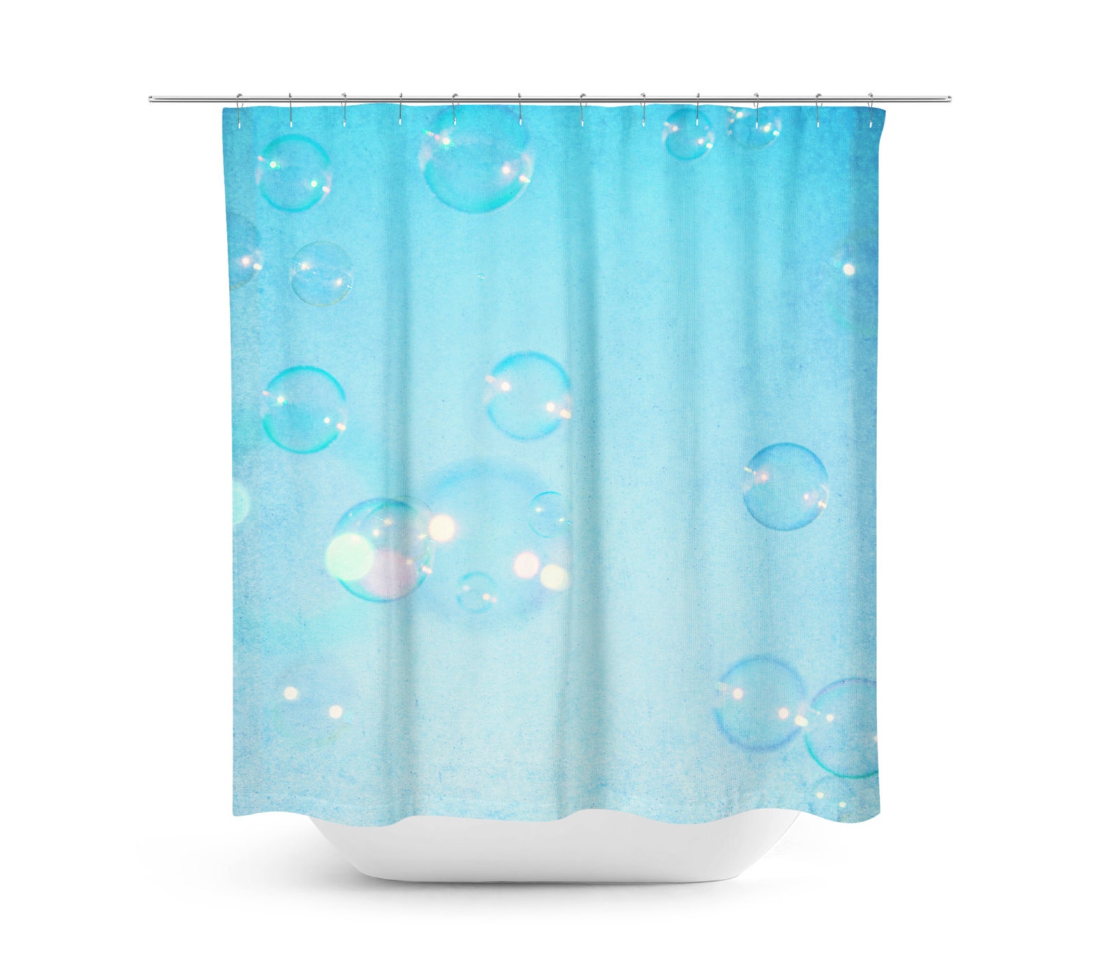 Art Shower Curtain Blue Bubbles Photography Home Decor Etsy
