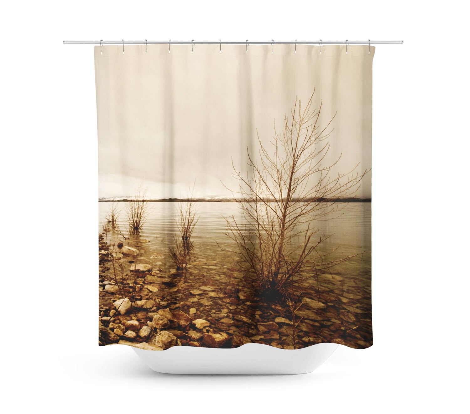 Brown Shower Curtain Rustic Home Decor Sepia Bathroom Etsy