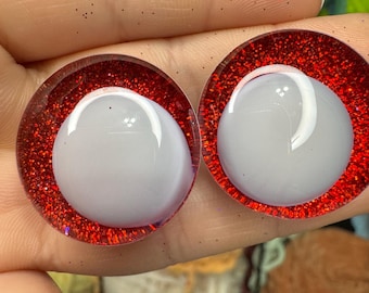 Weiße Pupille Glitter Handgemalte Sicherheitsaugen 25 MM