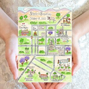 Mapa de boda personalizado - San Miguel de Allende - Mapa de boda dibujado a mano - Mapa de acuarela, hecho a pedido digital,