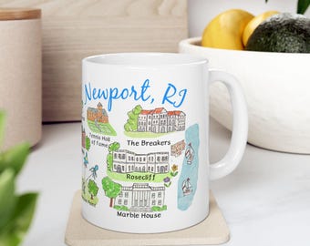 Taza de cerámica de Newport, RI: recuerdo con diseño de la ciudad (325 ml)