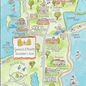 Wedding Map, Hand Drawn Wedding Map, Watercolor Map of your city, Made to order digital, Wedding Map Template, Save the Date map.