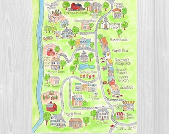 Mapa de fantasía en acuarela personalizado: portada de libro dibujada a mano (mapa digital)