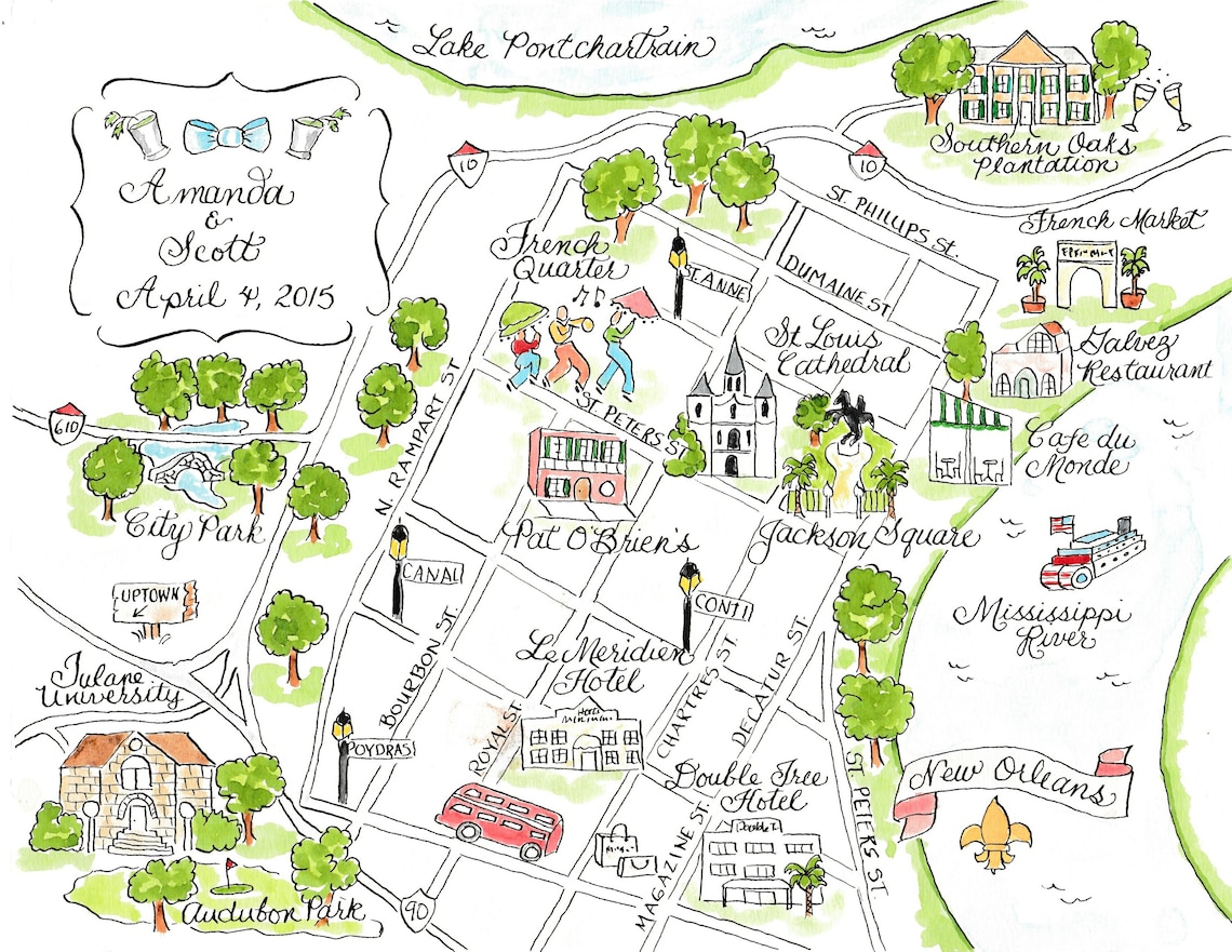Custom Wedding Map - Watercolor Map of Jekyll Island - Etsy