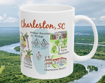 Taza de cerámica de Charleston: Arte de recuerdo de la ciudad, 325 ml