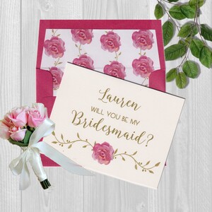 Will you be my Bridesmaid, Personalisierte Karte mit gefüttertem Umschlag, Brautjungfer Karte, Hochzeitskarte, Personalisierte Hochzeit, Brautjungfer Rosen