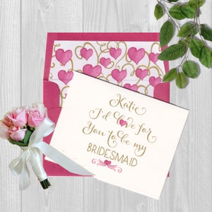 Will you be my Bridesmaid, Personalisierte Karten mit gefüttertem Umschlag, Brautjungfer Karte, Hochzeitskarte, personalisierte Hochzeit, Brautjungfer Herzen