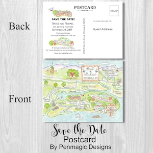 Tarjeta para guardar la fecha, mapa de boda personalizado, mapa dibujado a mano, mapa de acuarela, bolsa de invitados, boda de destino, plantilla de mapa de boda,