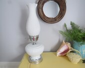 White Hob Nail Glass Lamp Large 18 inches tall