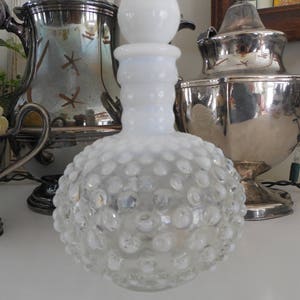 Fenton Hob Nail White  Opalescent Bottle  cologne perfume