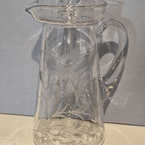 Cut Glass Crystal Pitcher/ Vintage Covered Pitcher