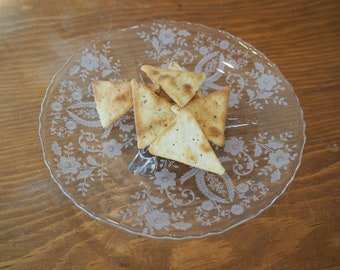 Footed Bonbon Plate/ Depression Glass / Vintage Pressed Glass Plate
