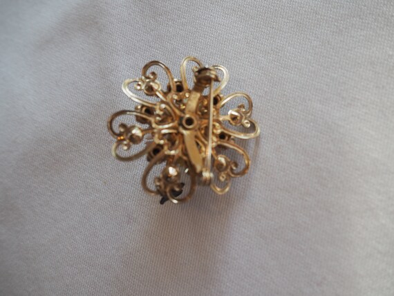 Vintage Flower Brooch/ Religious Metal tag - image 5