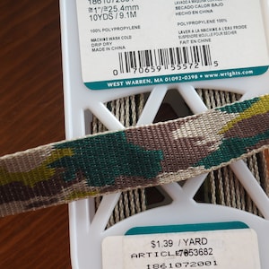 Camouflage Webbing / Polyester Belt Webbing / 6 1/2 yards/ Dog leash webbing