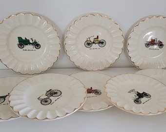 Vintage Automobile Plates/ Ashtrays/ Set of 8 Mid century