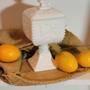 Vintage Westmoreland Milk Glass Covered Candy Dish