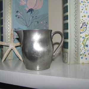 Vintage Monogrammed Pewter Pitcher