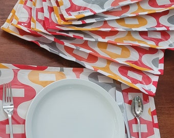 Mod Mid Century Design Placemats/ Set of 7