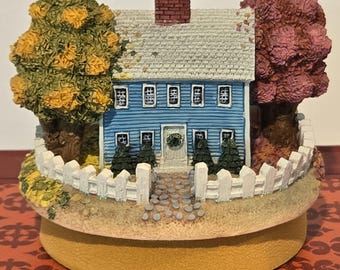 Vintage Blue Colonial Home Candle Topper, 1998 Jar Topper