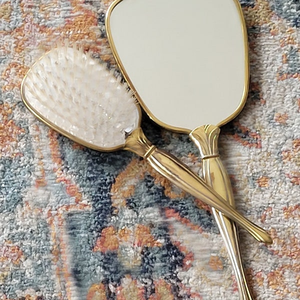 Vintage Vanity Set/ Mirror and Brush/ Victorian Set