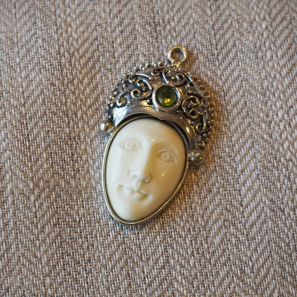 Vintage Carved Face Pendant