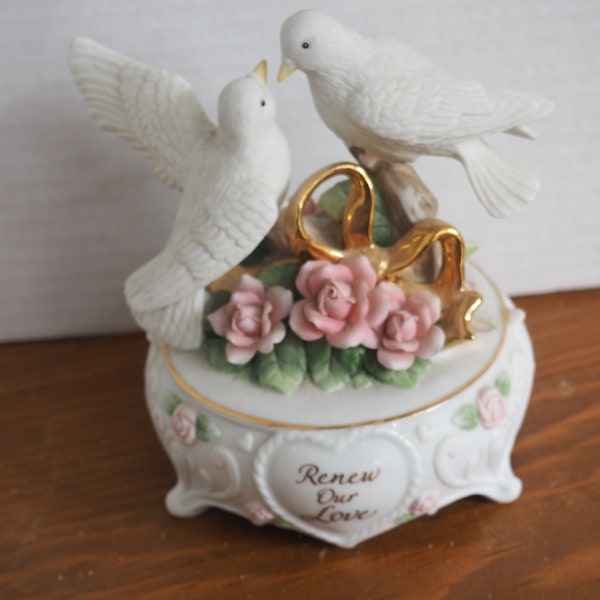 As Time Goes By Music Box/San Francisco Music Box/ Porcelain Music Box with Doves