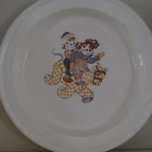 Vintage Raggedy Ann and Andy Baby Dish Nursery Rhyme / Vintage Baby Food dish/ 1940s