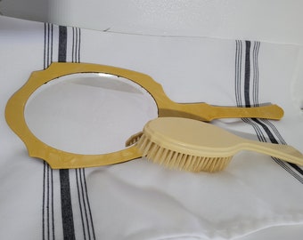 Antique  Vanity Mirror and Brush