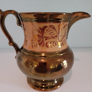 Antique English Lusterware Copper Pitcher 1890