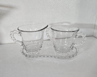 Imperial Glass Candlewick Sugar and Creamer/ Vintage Glass