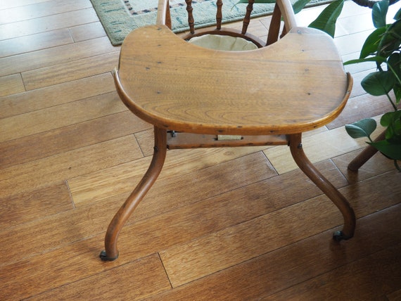 Antique Wooden Baby Walker RARE Vintage Eating Chair for Baby