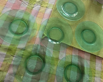 Green Uranium Glass Plates/ set of 6