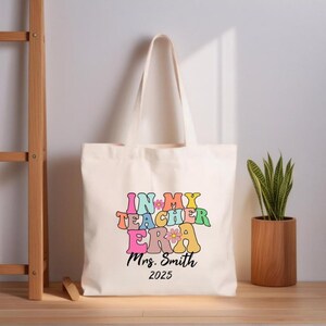 Leraar bedankje canvas draagtas, gepersonaliseerde tas leraar cadeau, draagtas leraar, draagtas leraar gepersonaliseerde canvas draagtas leraar, naamcadeau, draagtas