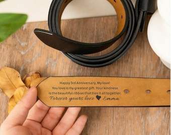 Unique Gift for Husband Mens Handmade Belt, Personalized Leather Belt, Custom Engraved Leather Belt, Valentine's Day Gift for Him, Boyfriend