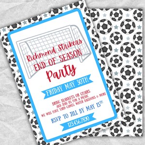 Editable Soccer Season End of Year Party - Soccer Party - End of Season Party - Soccer - Soccer Team