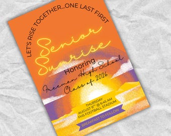 Senior Sunrise Einladung Vorlage, bearbeitbar Klasse von 2025 (PDF)