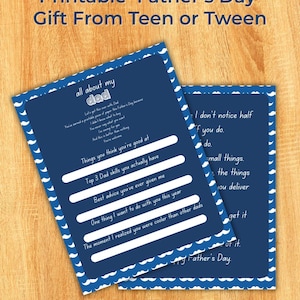 Divertente stampabile per la festa del papà per adolescenti - Pagina di domande e risposte sarcastiche - Download immediato in PDF - Regalo per papà - Nessuna modifica necessaria - Approvato dagli adolescenti