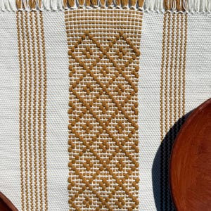 Rustic Mustard Handwoven Table Runner | Backstrap Loom | Bohemian Style Table Decor