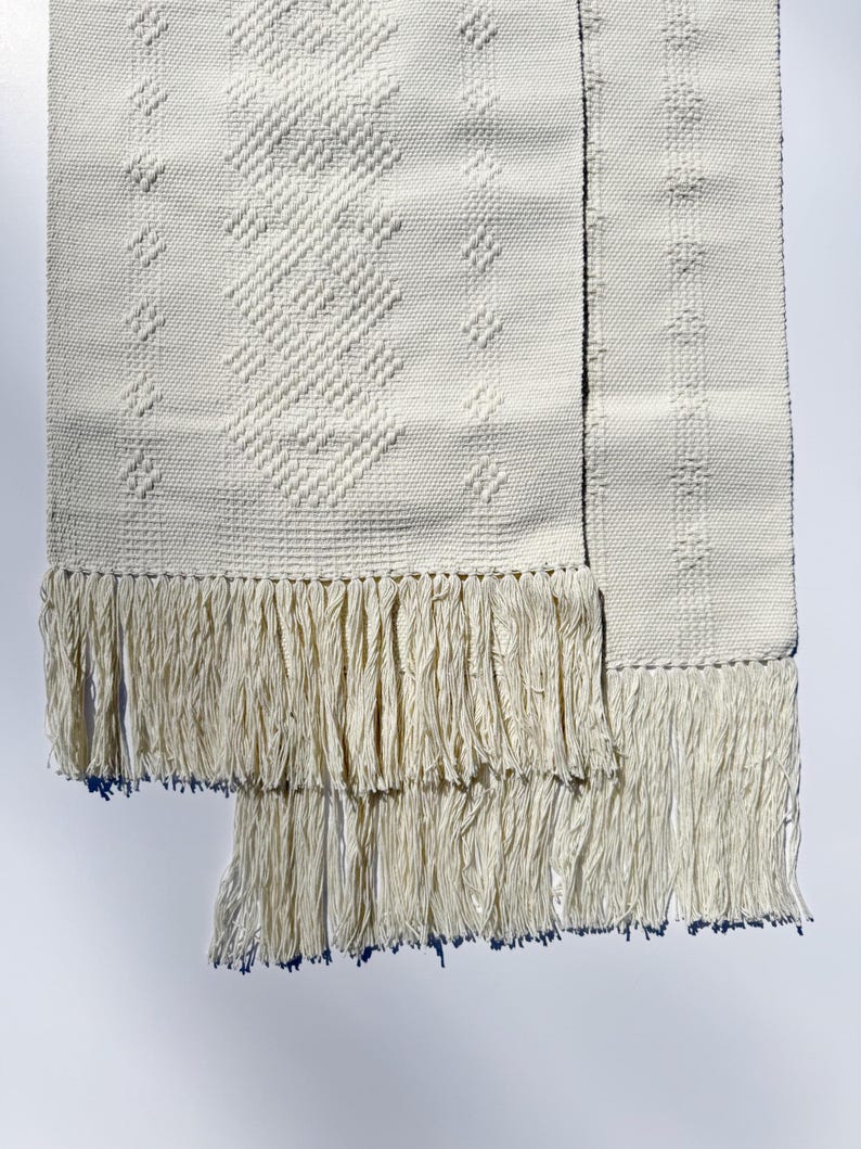 Bordlöpare i bomull från Oaxaca | Ryggvävstol | Naturbeige vårdekoration | Boho-stil bild 2