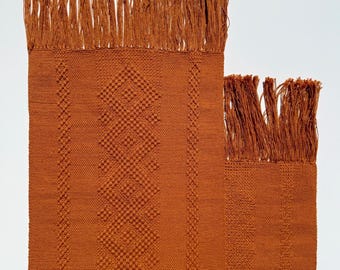 Handvävd bomullslöpare | Jordfärgad ryggrem i Oaxaca-textil