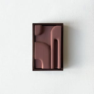 Mauve Clay 3D Wall Art: Minimalist Sculptural Relief in Wood Frame