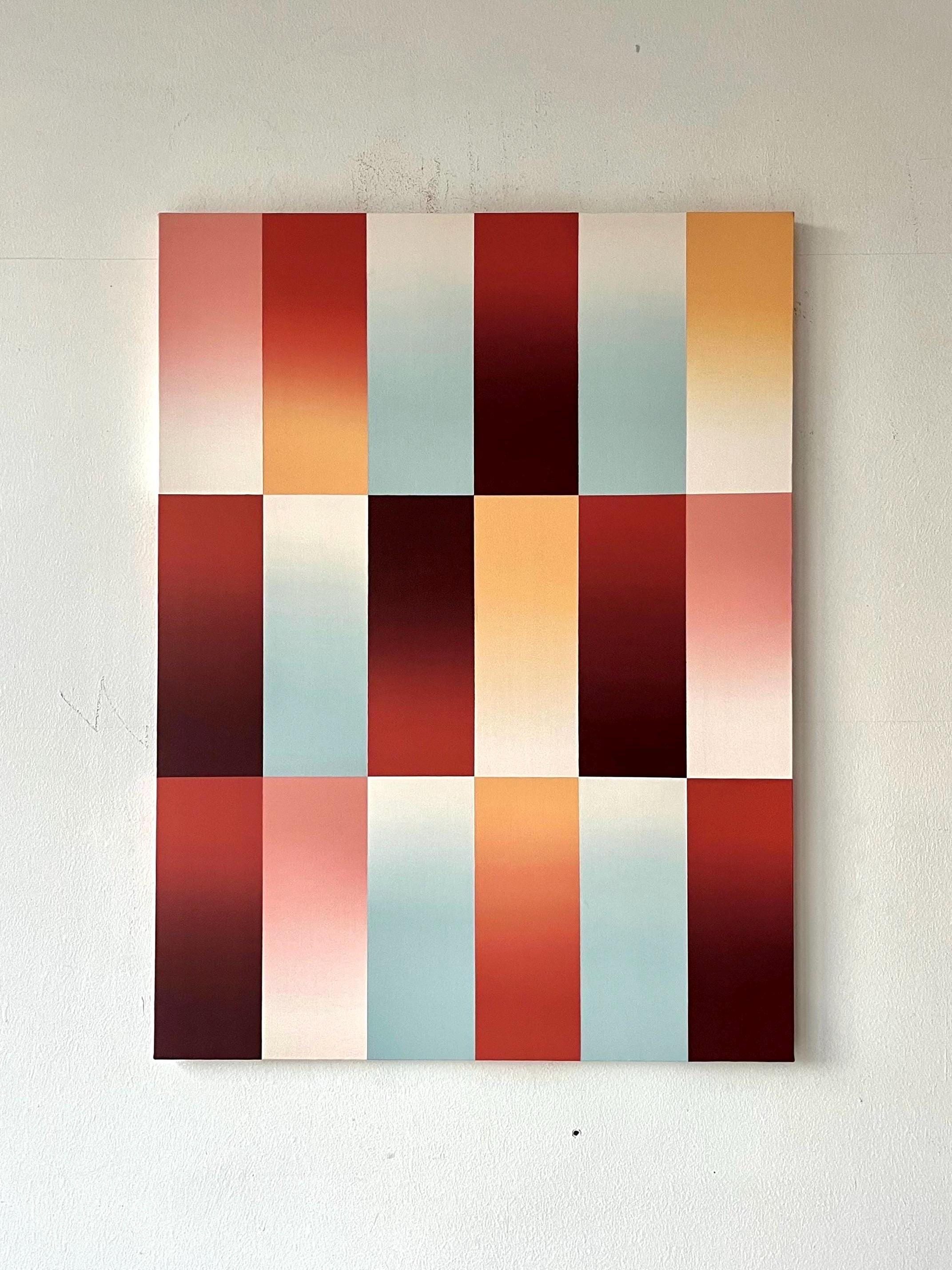 Abstract Geometric Painting on Canvas, Modern Wall Art in Warm Earth ...
