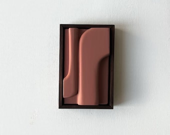 Terracotta 3D Wall Art: Modern Abstract Clay Relief Sculpture