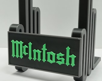 McIntosh Now Playing Vinyl Record Display Stand – LP Holder, Black w/ Green, Gold or Blue – 2 Sizes, Audiophile Gift