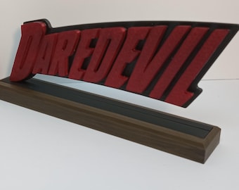 Daredevil Blood Classic Netflix 3D printed Logo Standing Desk Shelf Art Walnut
